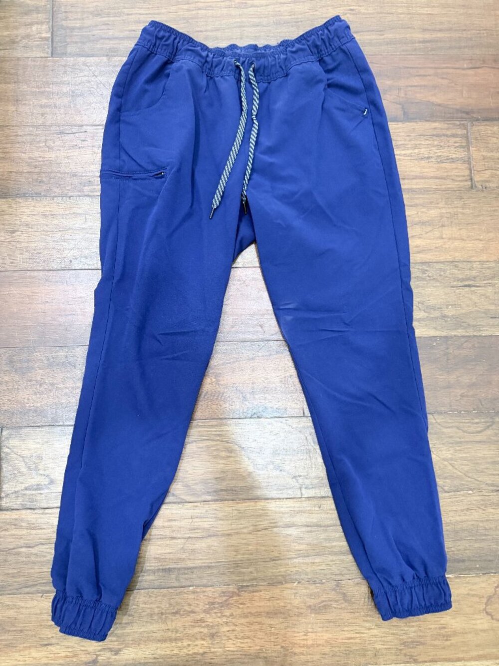 JAANUU 5 Pocket Skinny Scrub Jogger Pants Medium Navy Short J95124
